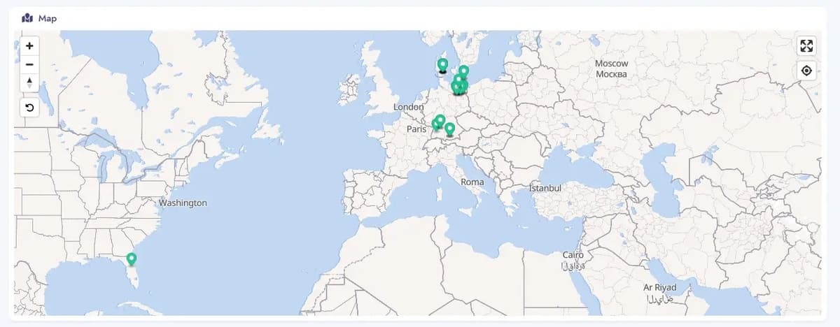 Map showing the location of kiosks in the FORIS system