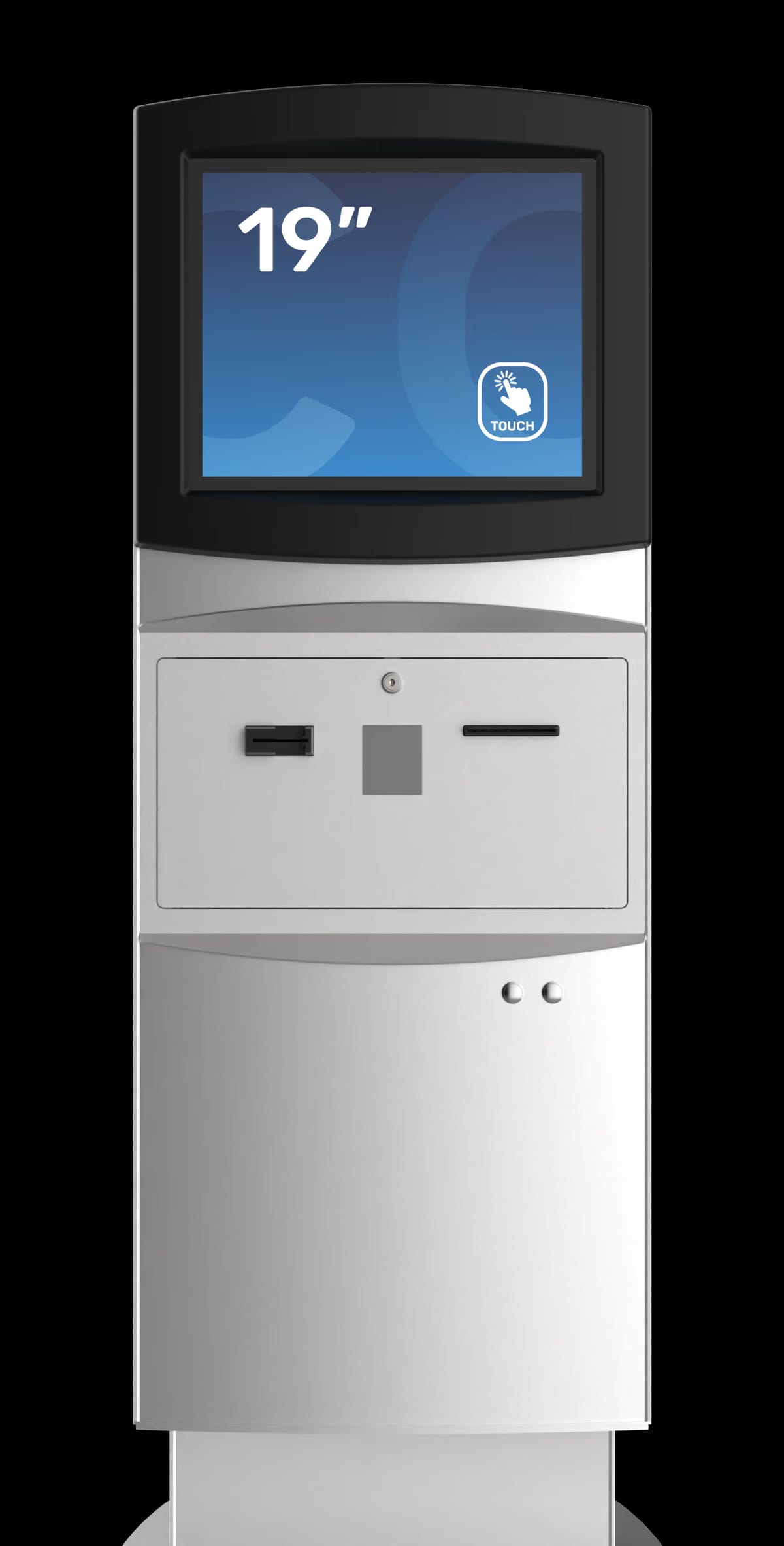 Flexi Adjust – angled front view of the kiosk